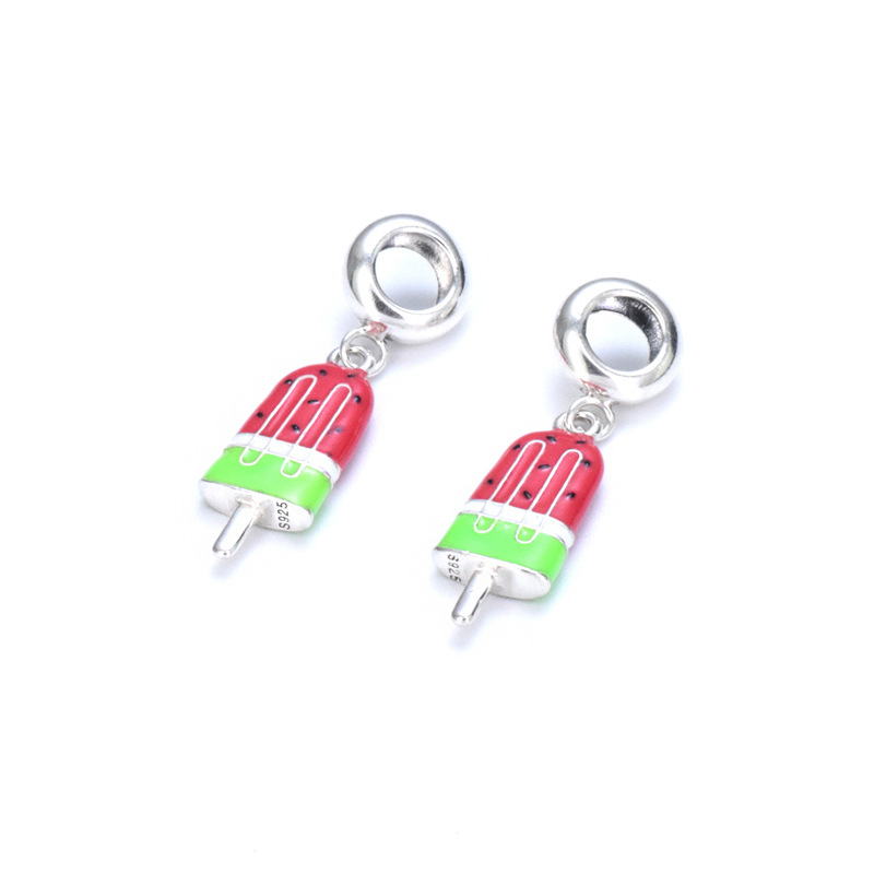 S925 Sterling Silver Beaded DIY Pendant Watermelon Ice Cream - Image 2