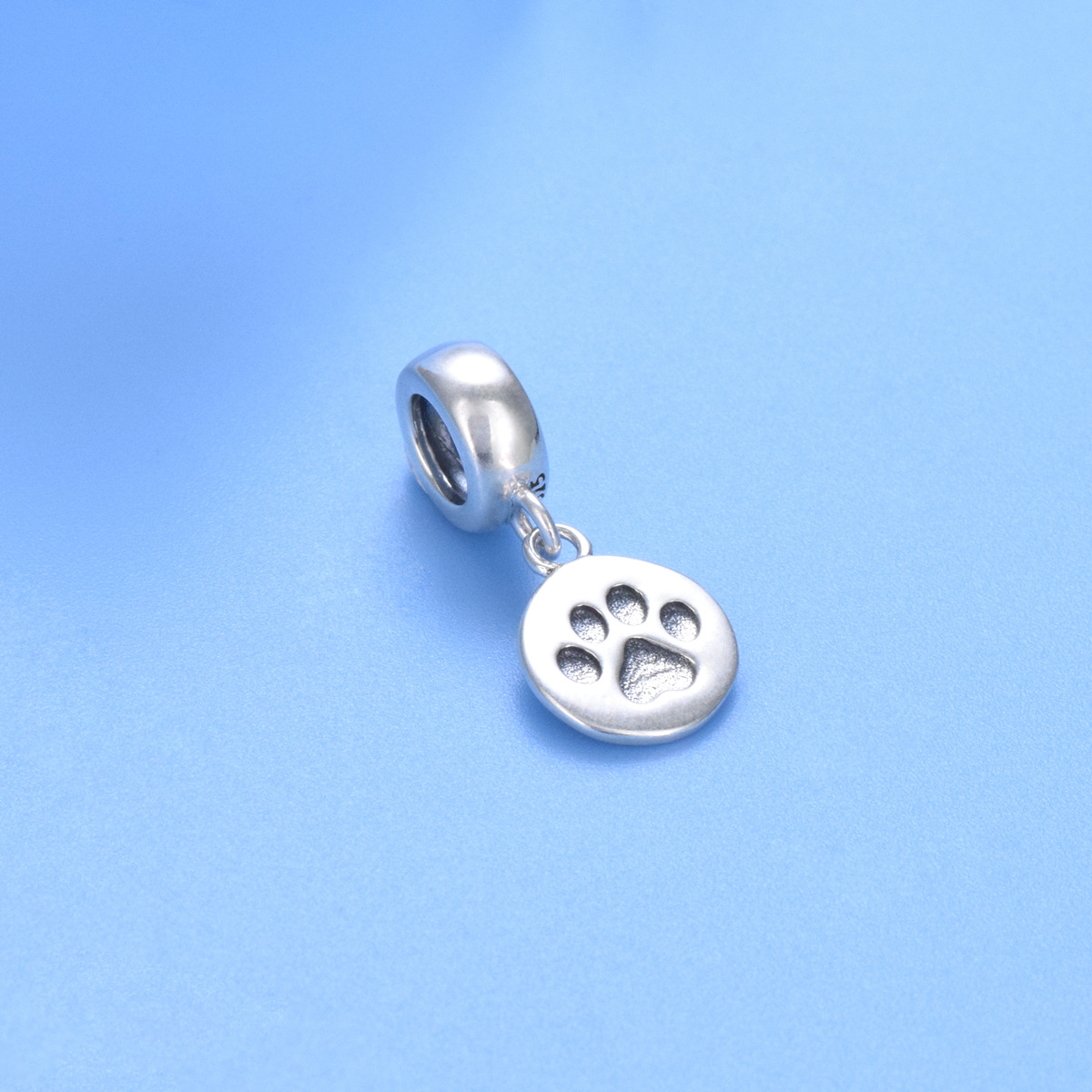 S925 sterling silver beaded DIY pendant pet footprints - Image 2