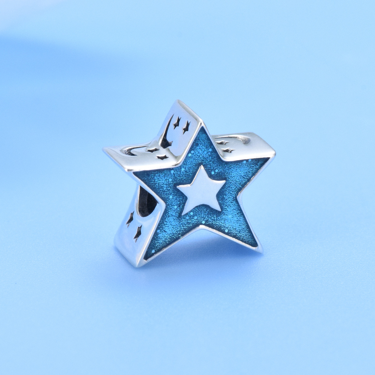 S925 sterling silver beaded DIY pendant pentagram - Image 2