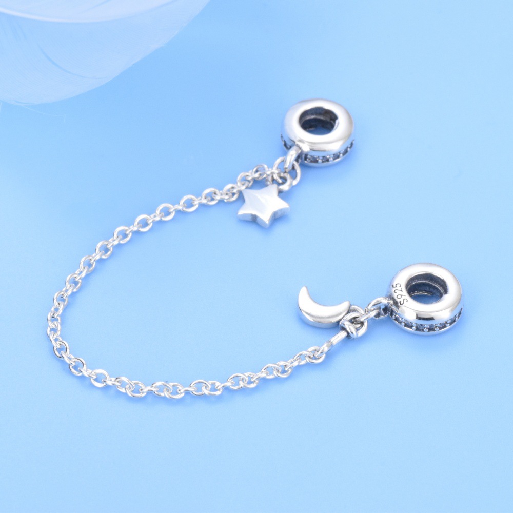 S925 Sterling Silver Beaded DIY Pendant Star Moon - Image 2