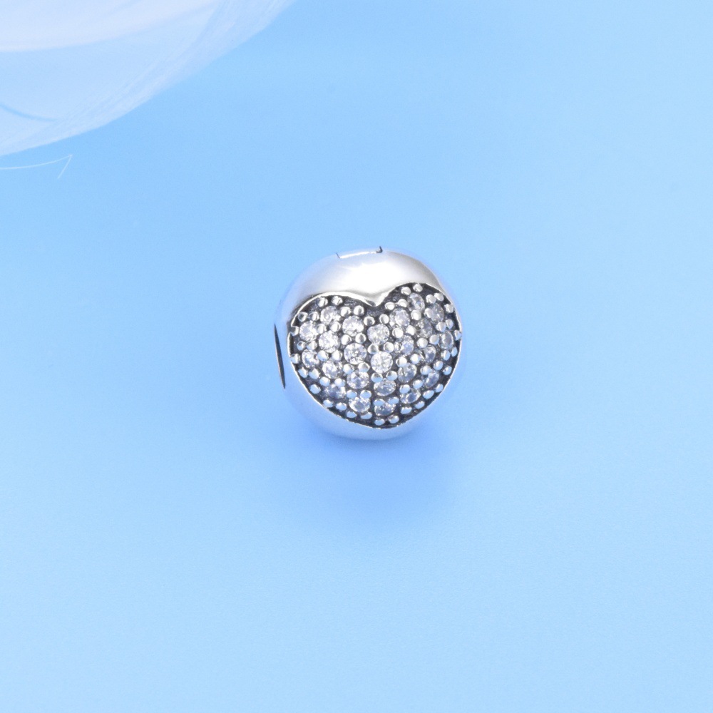 S925 sterling silver beaded DIY pendant love - Image 2