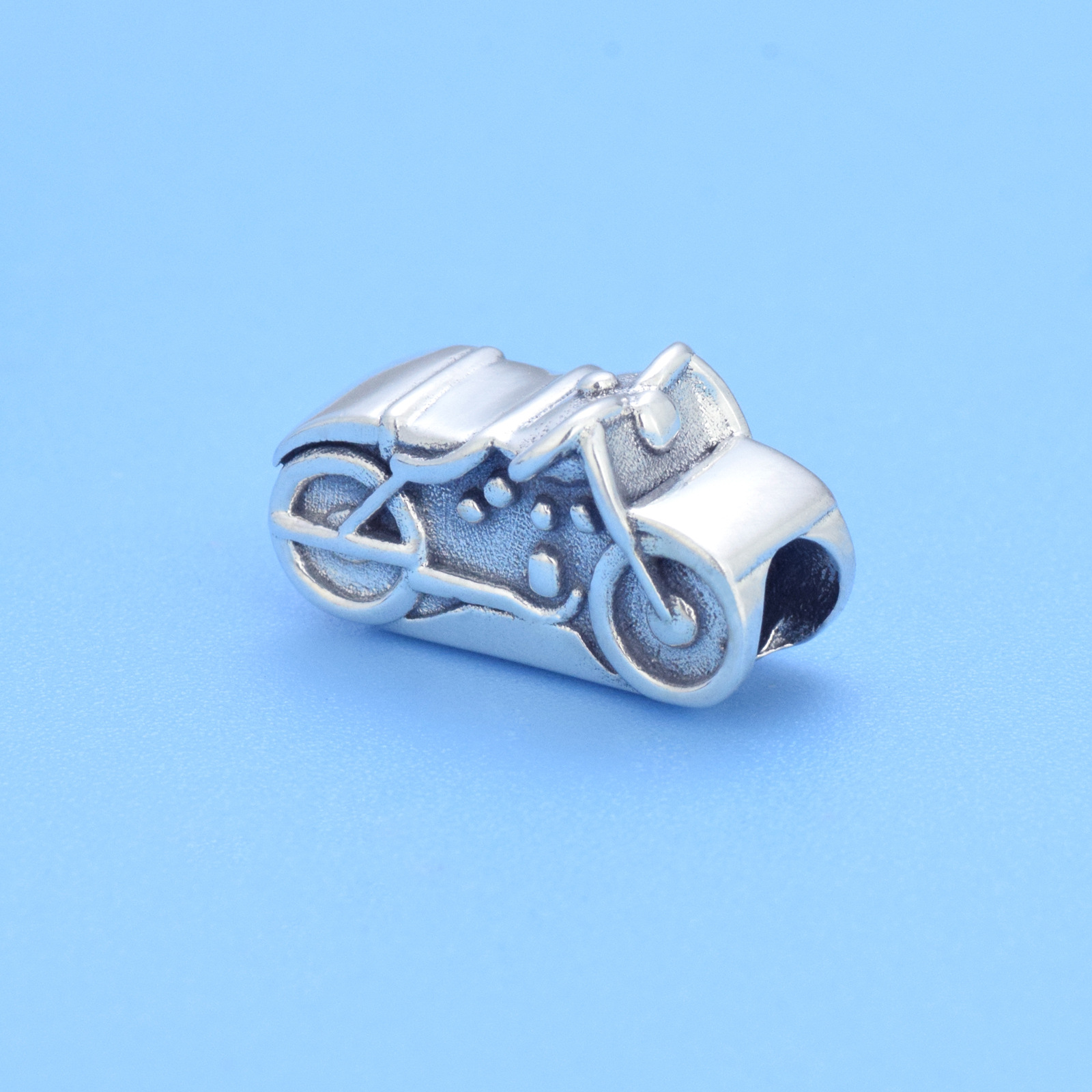 S925 Sterling Silver Beaded DIY Pendant Motorcycle - Image 2