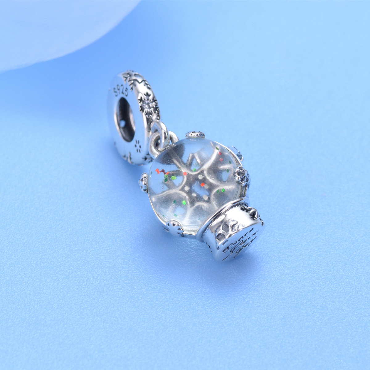 S925 sterling silver beaded DIY pendant snowflake - Image 2