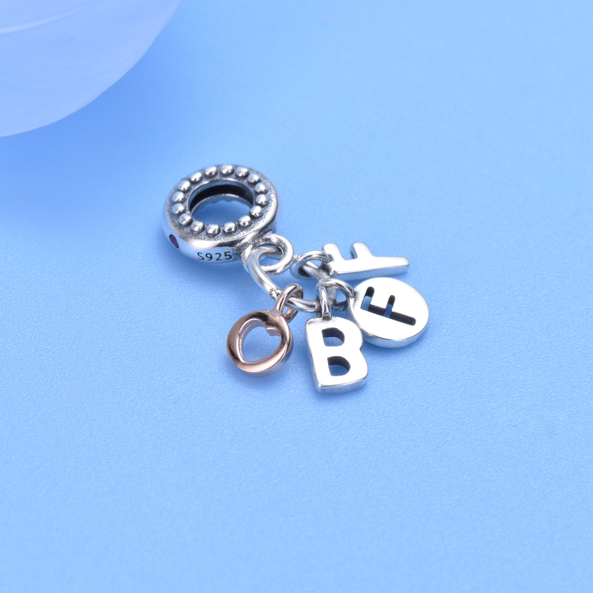 S925 sterling silver beaded DIY pendant lettering - Image 2