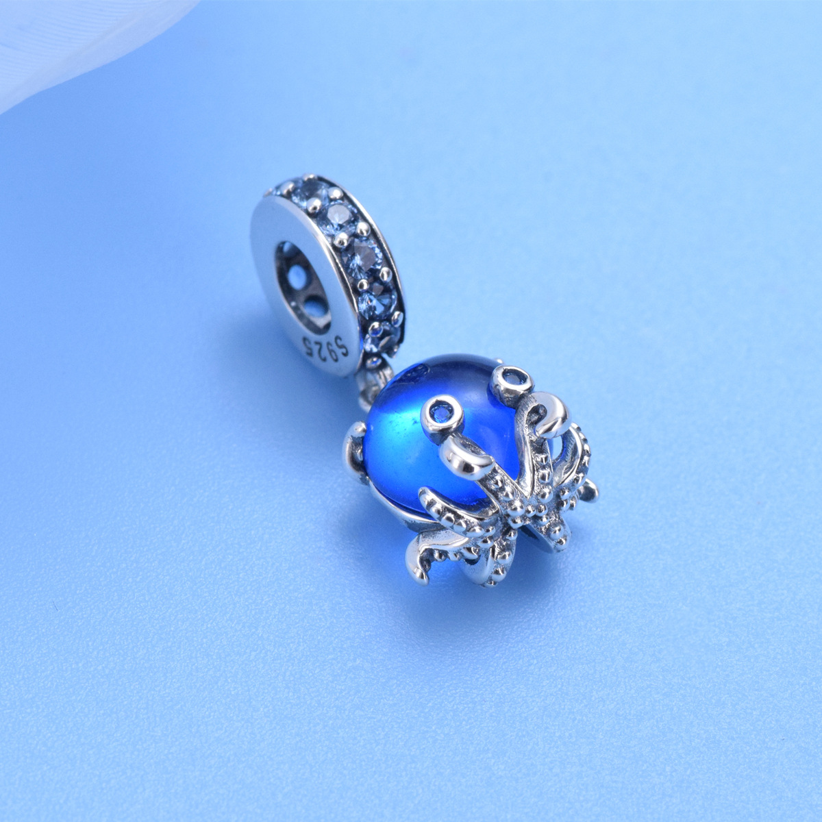 S925 Sterling Silver Beaded DIY Pendant Octopus - Image 2