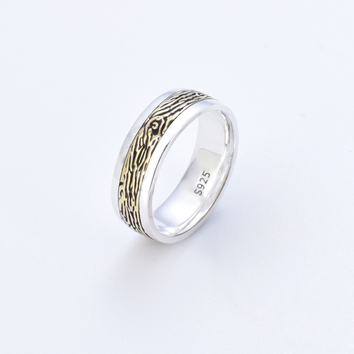 S925 sterling silver two-tone couple ring - Image 2