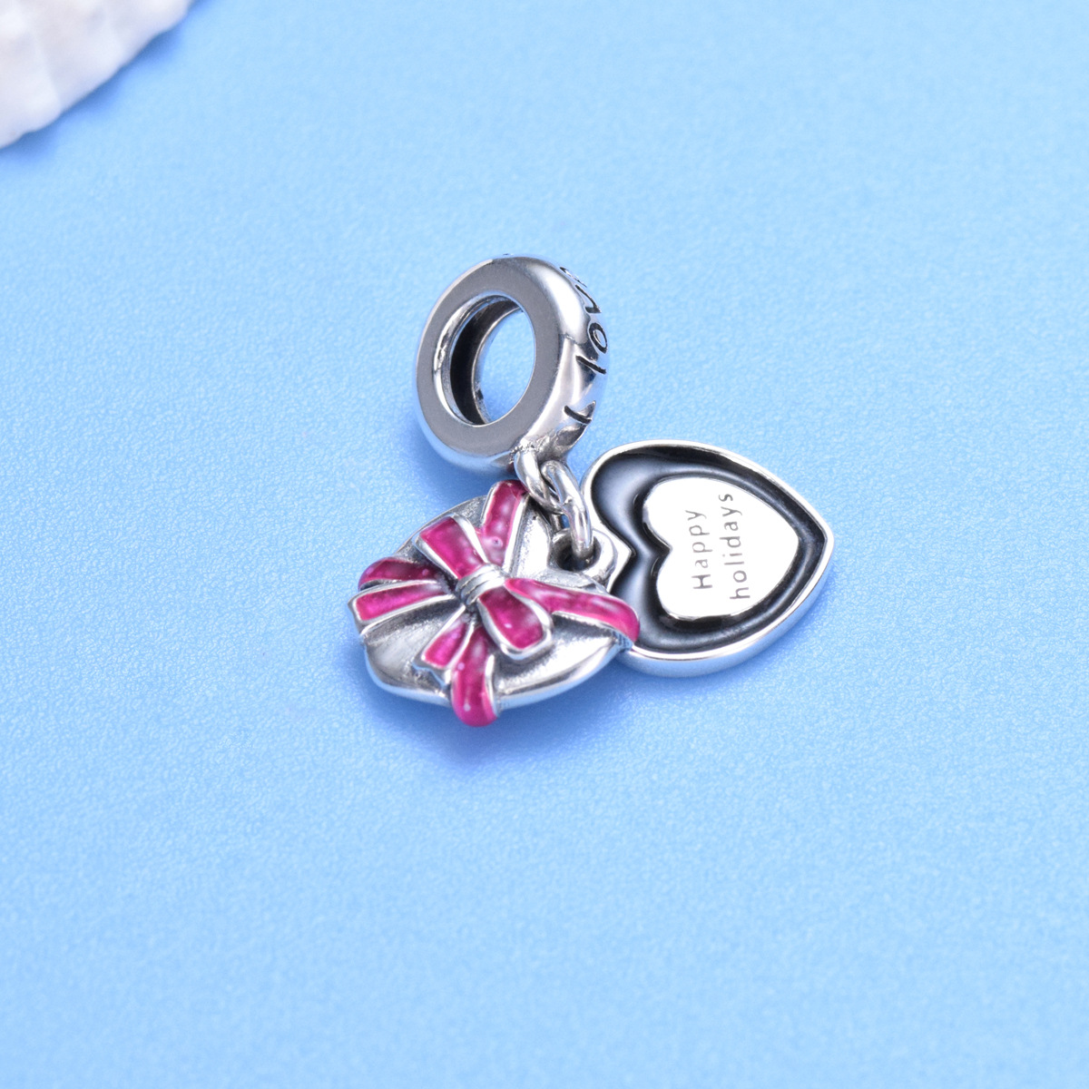 S925 sterling silver beaded DIY pendant bow - Image 2