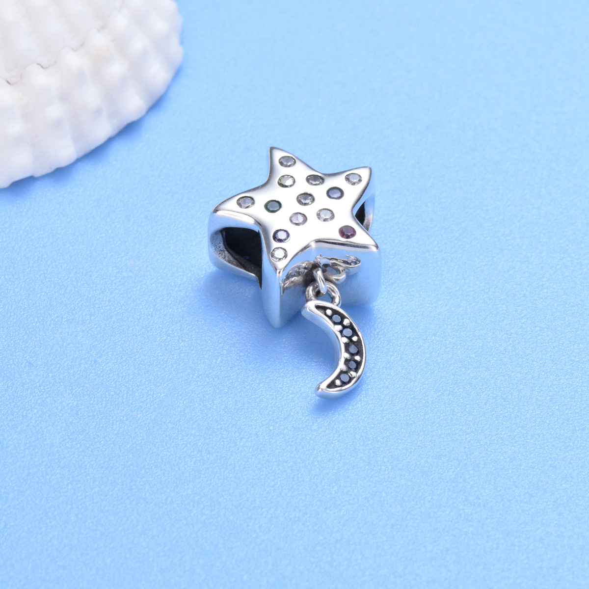 S925 Sterling Silver Beaded DIY Pendant Star - Image 2