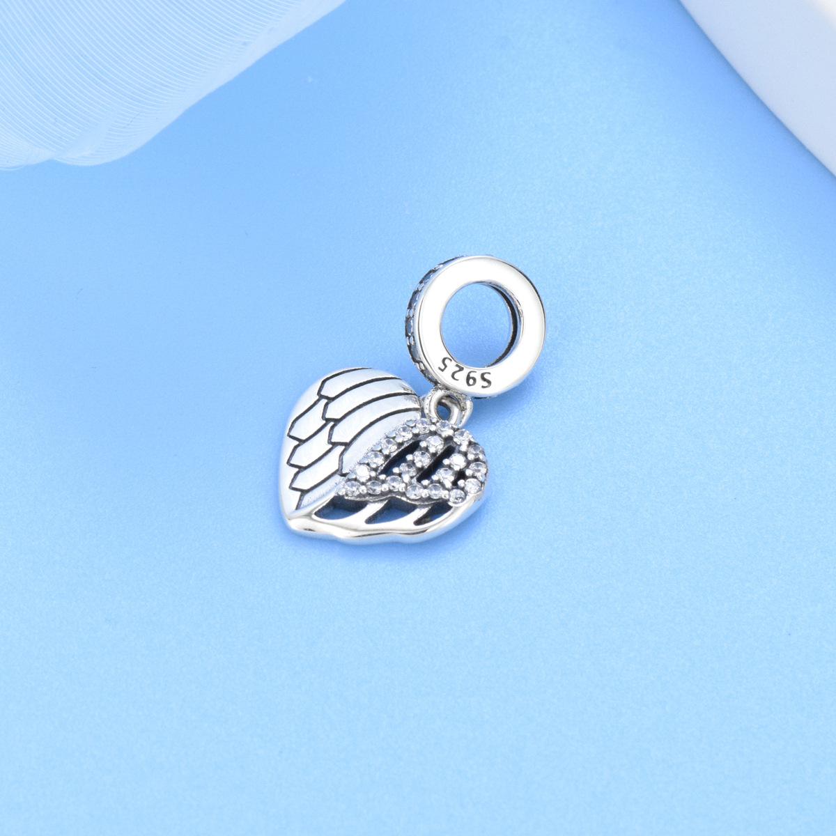 S925 sterling silver beaded DIY pendant love - Image 2