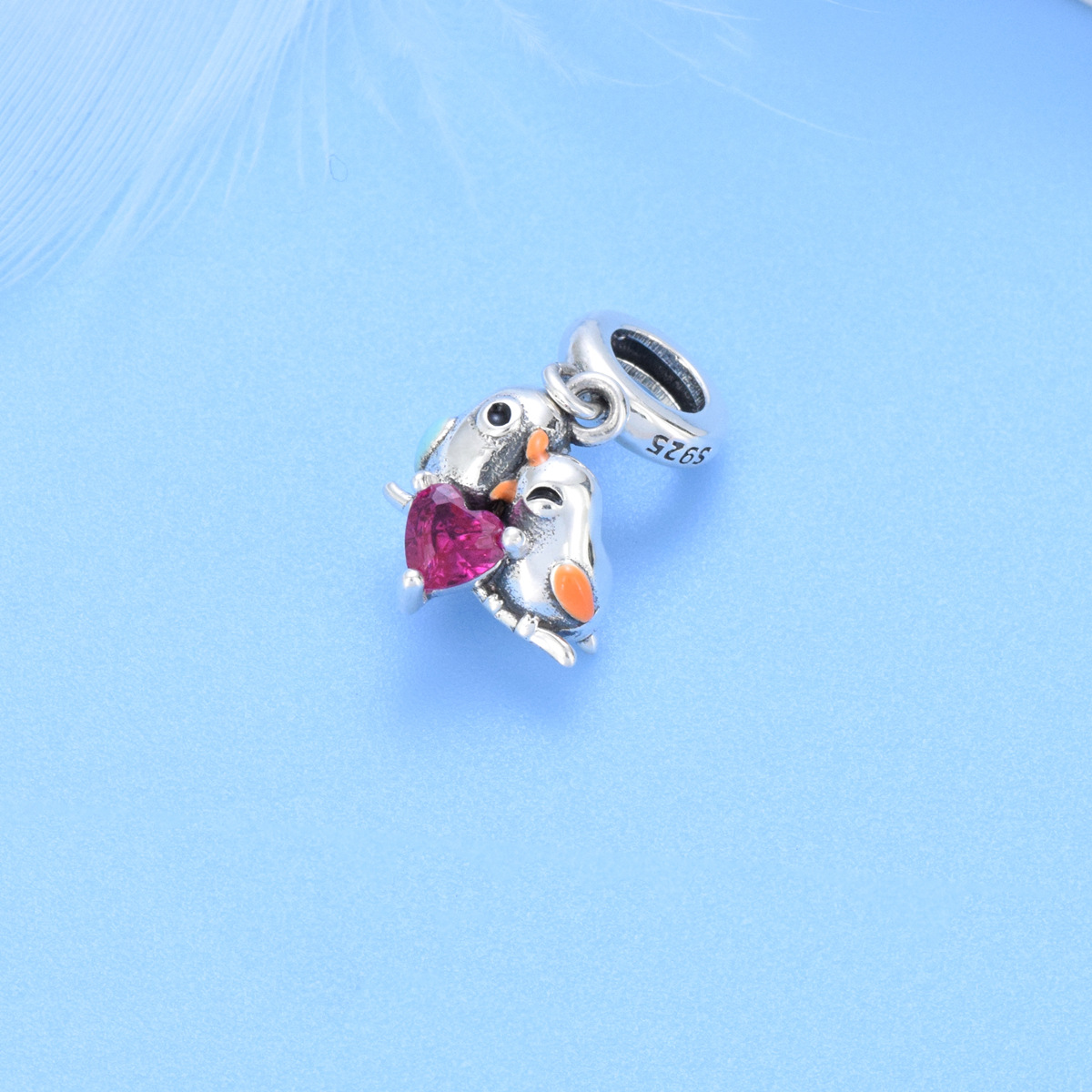 S925 sterling silver beaded DIY pendant magpie - Image 2