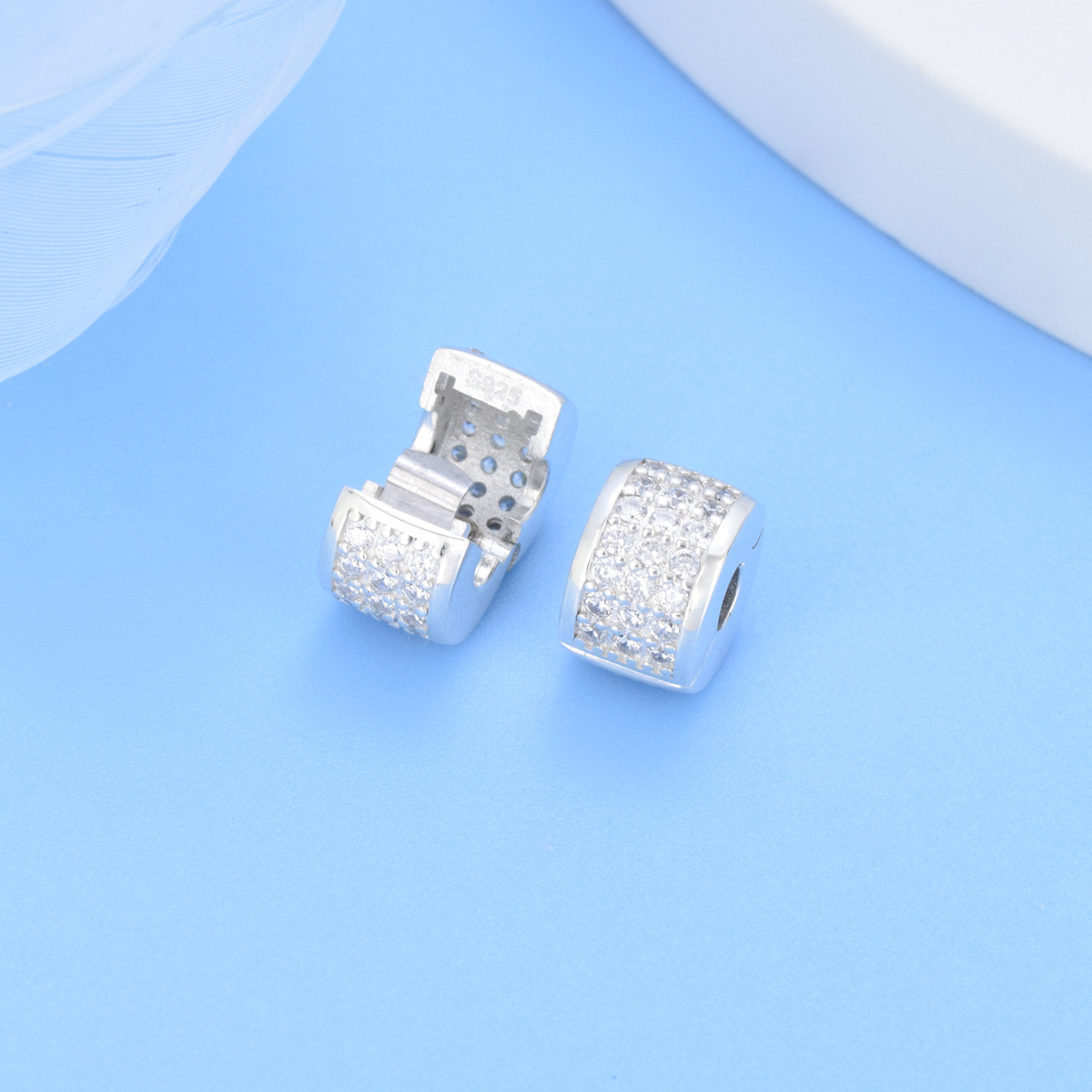 S925 sterling silver beaded DIY pendant buckle positioning beads - Image 3