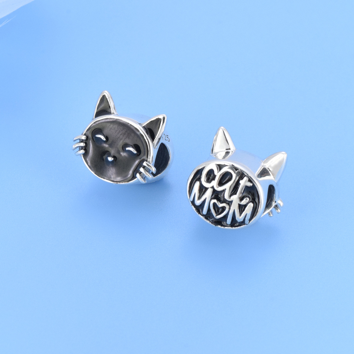 S925 sterling silver beaded DIY pendant cat - Image 2