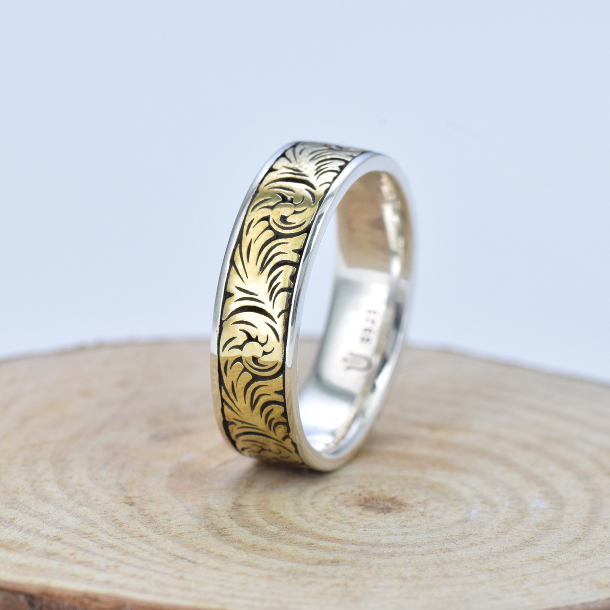 S925 sterling silver couple ring gold craft unisex - Image 2