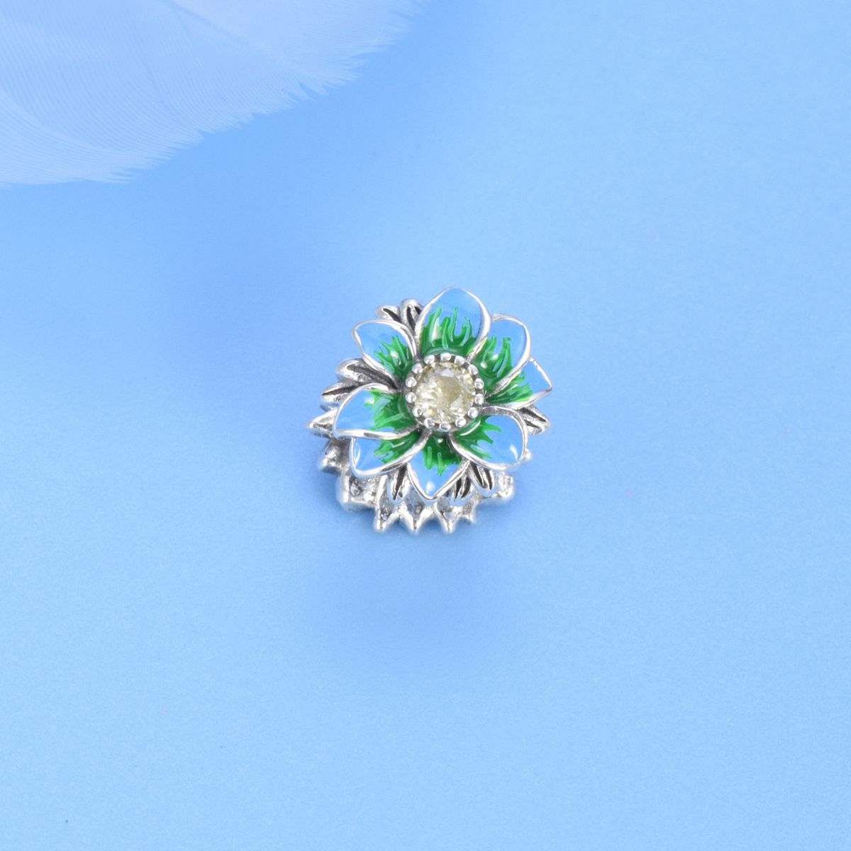 S925 Sterling Silver Beaded DIY Pendant Flowers - Image 2