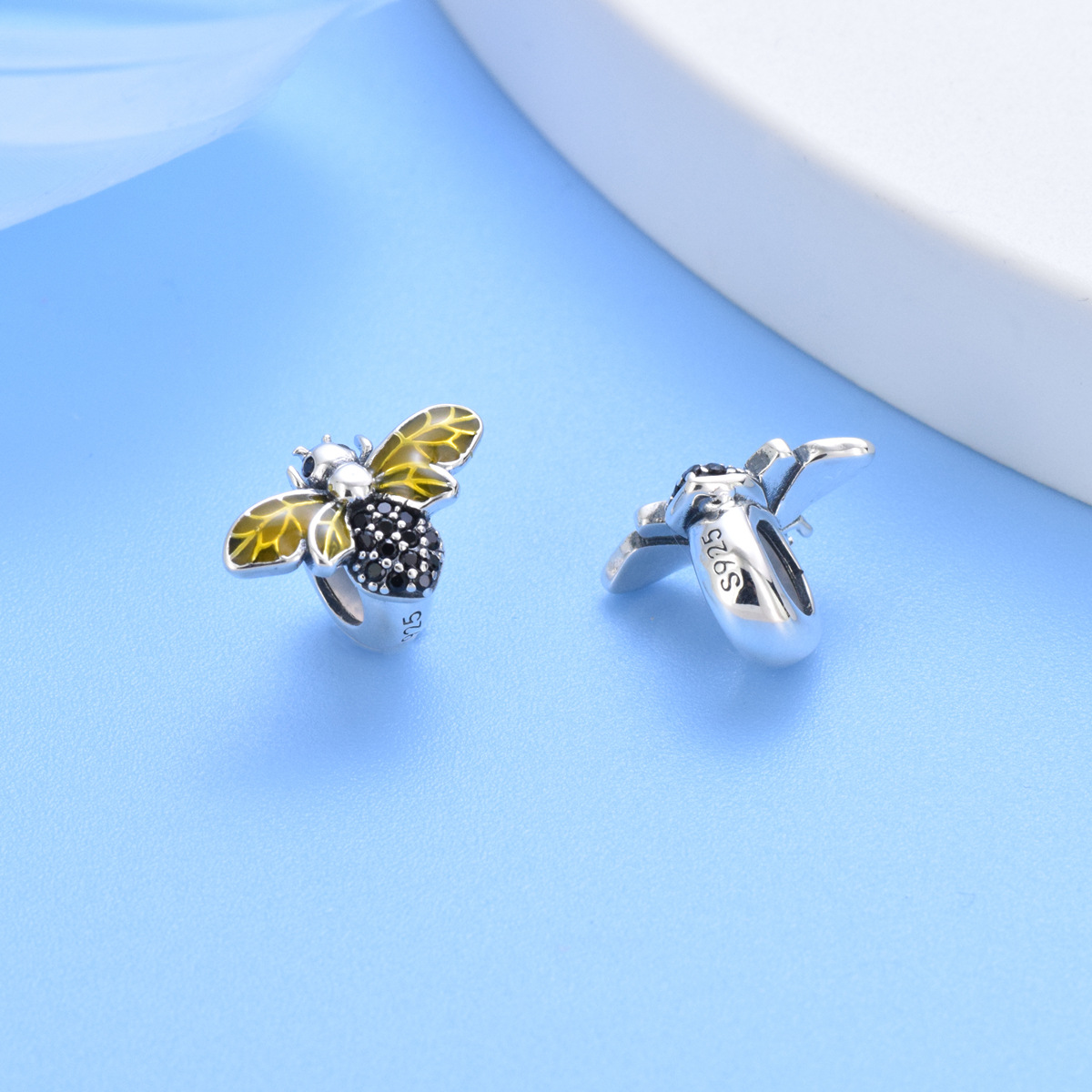 S925 Sterling Silver Beaded DIY Pendant Bee - Image 2