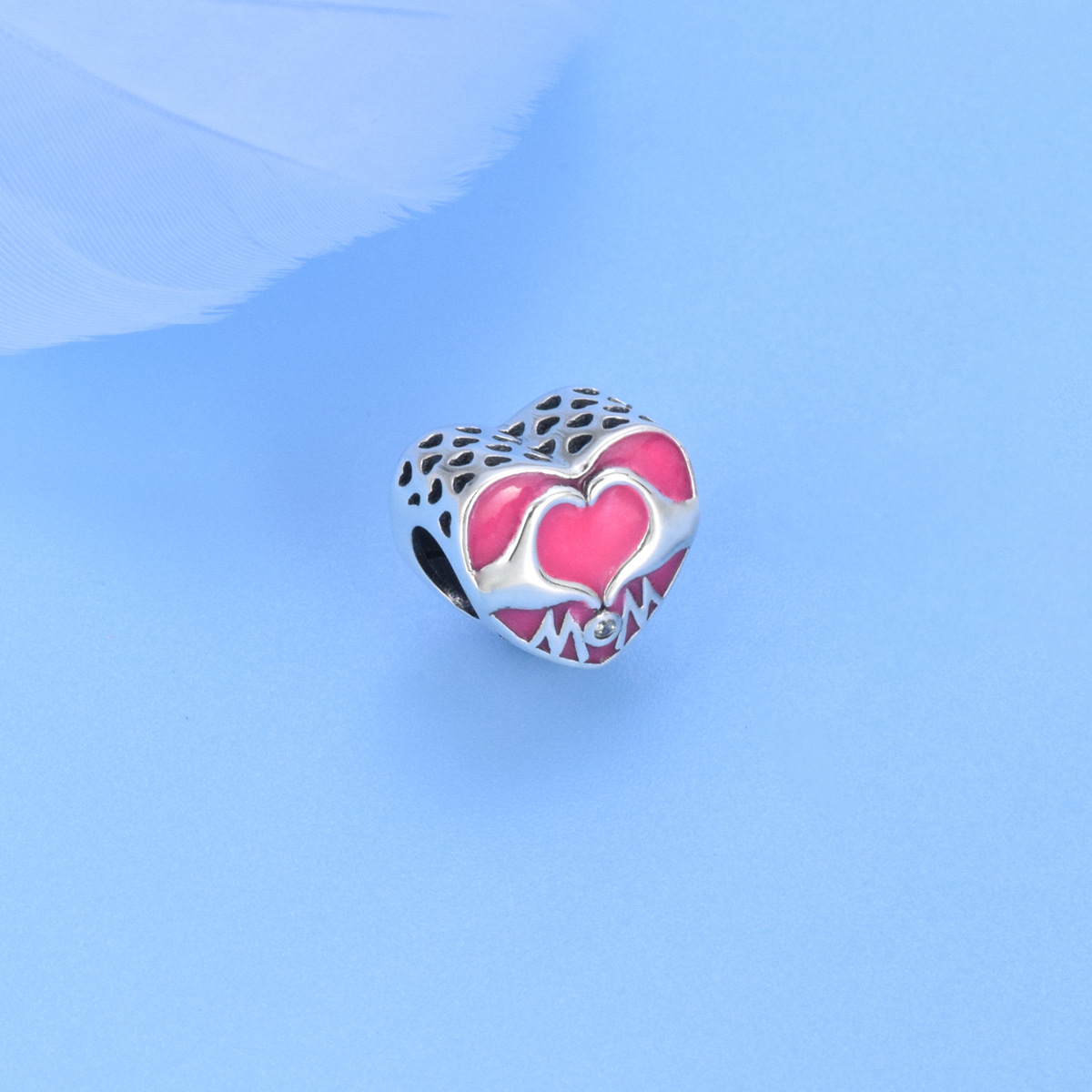 S925 sterling silver beaded DIY pendant love - Image 2