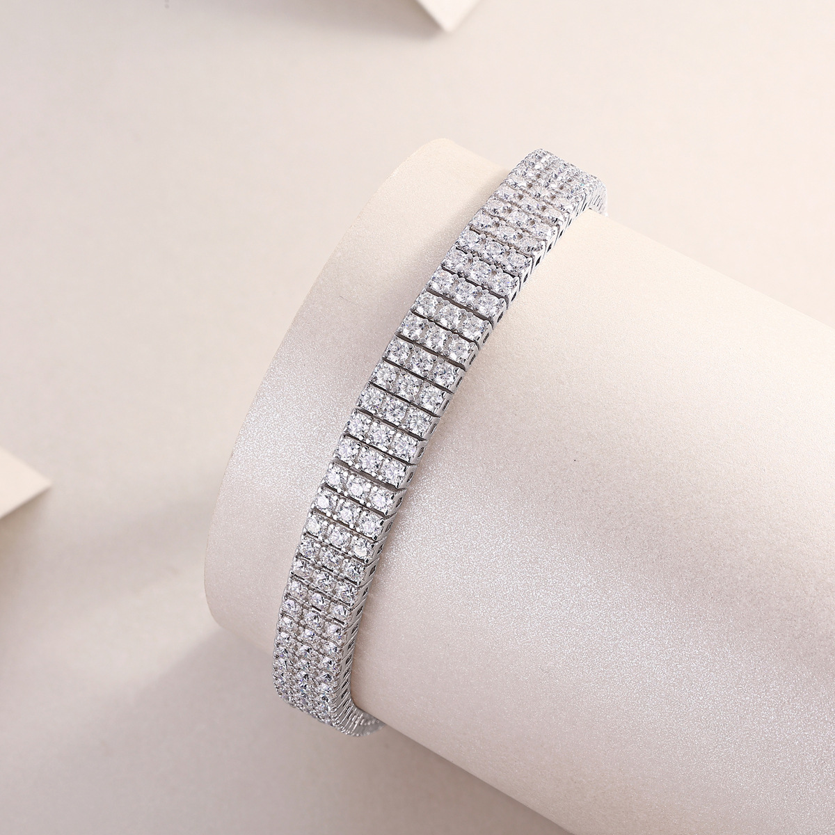 2mm Elegant 3 Rows Moissanite Tennis Bracelet S925 Sterling Silver Exquisite Fashion Wristlets - Image 3