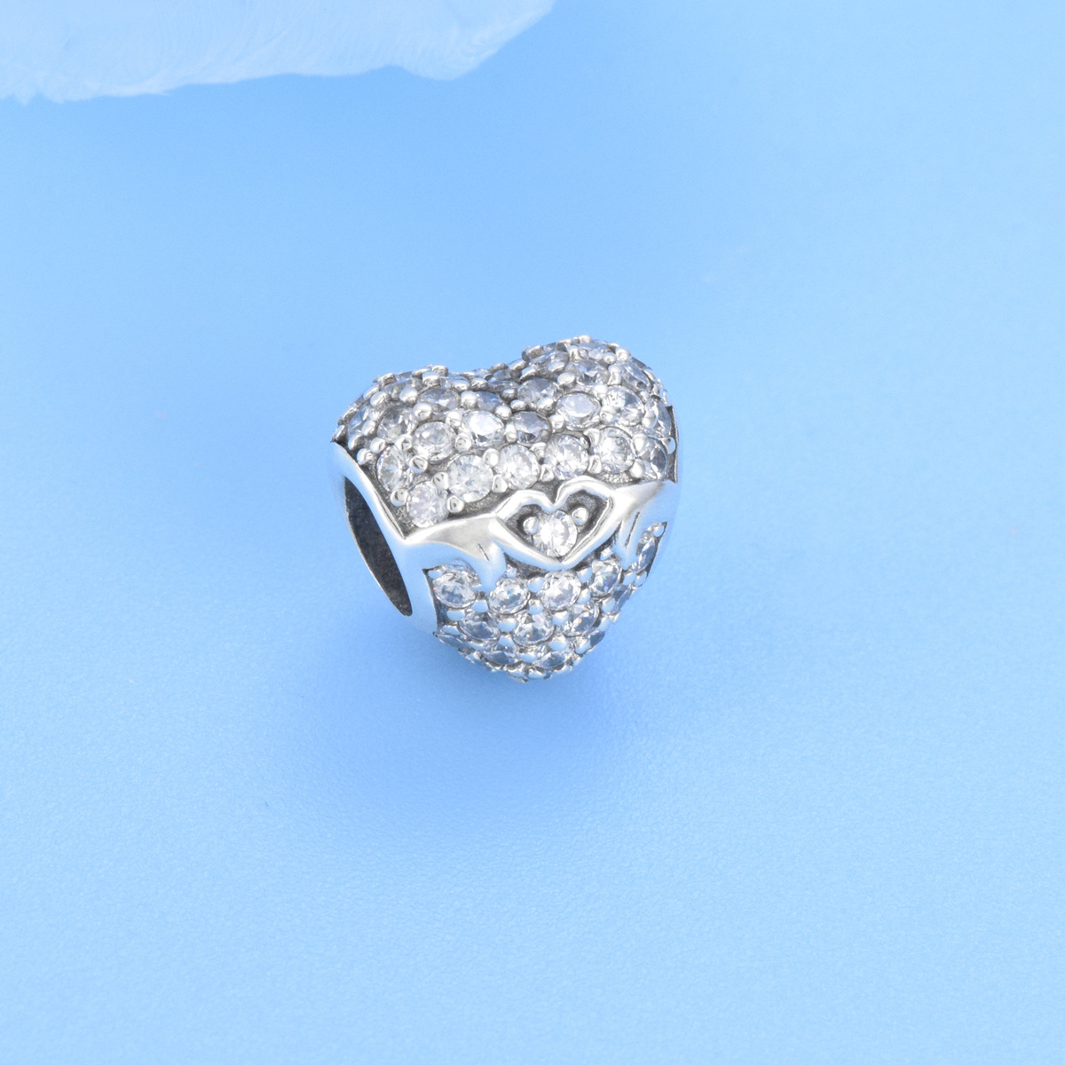 S925 sterling silver beaded DIY pendant love - Image 2