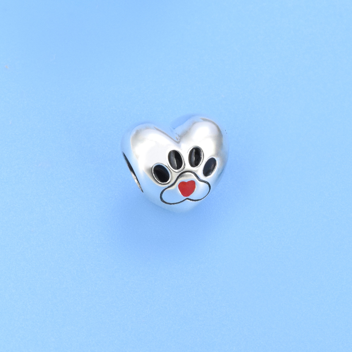 S925 sterling silver beaded DIY pendant love paw print - Image 2