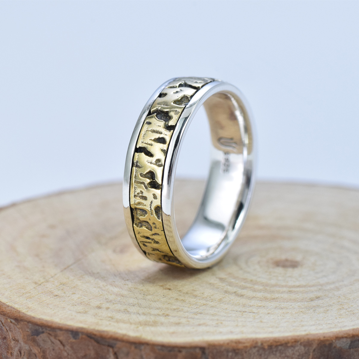 S925 sterling silver couple ring gilt gold craft unisex - Image 2