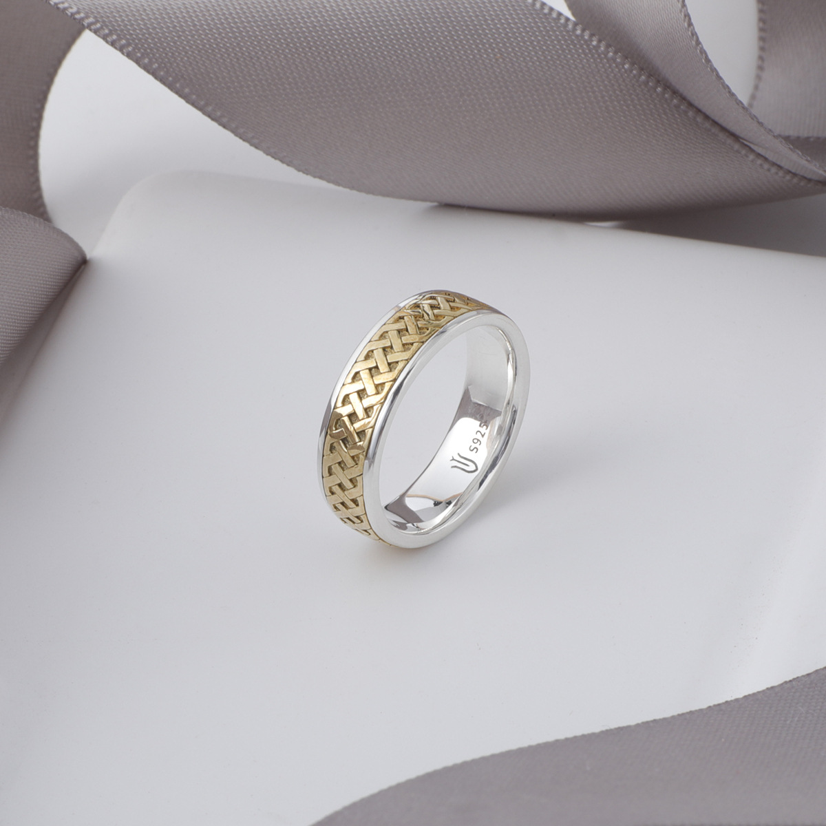 S925 sterling silver couple ring gold craft unisex - Image 4