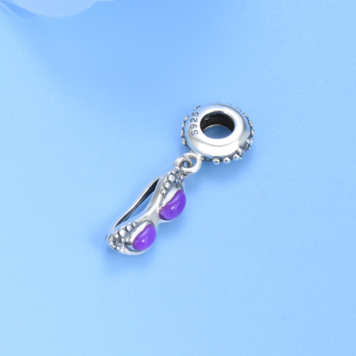 S925 Sterling Silver Beaded DIY Pendant Purple Eyes - Image 2