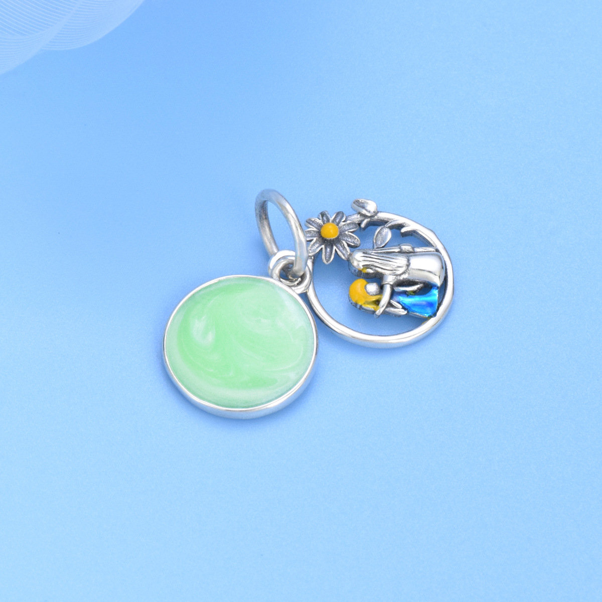 S925 Sterling Silver Beaded DIY Pendant for Couples - Image 2