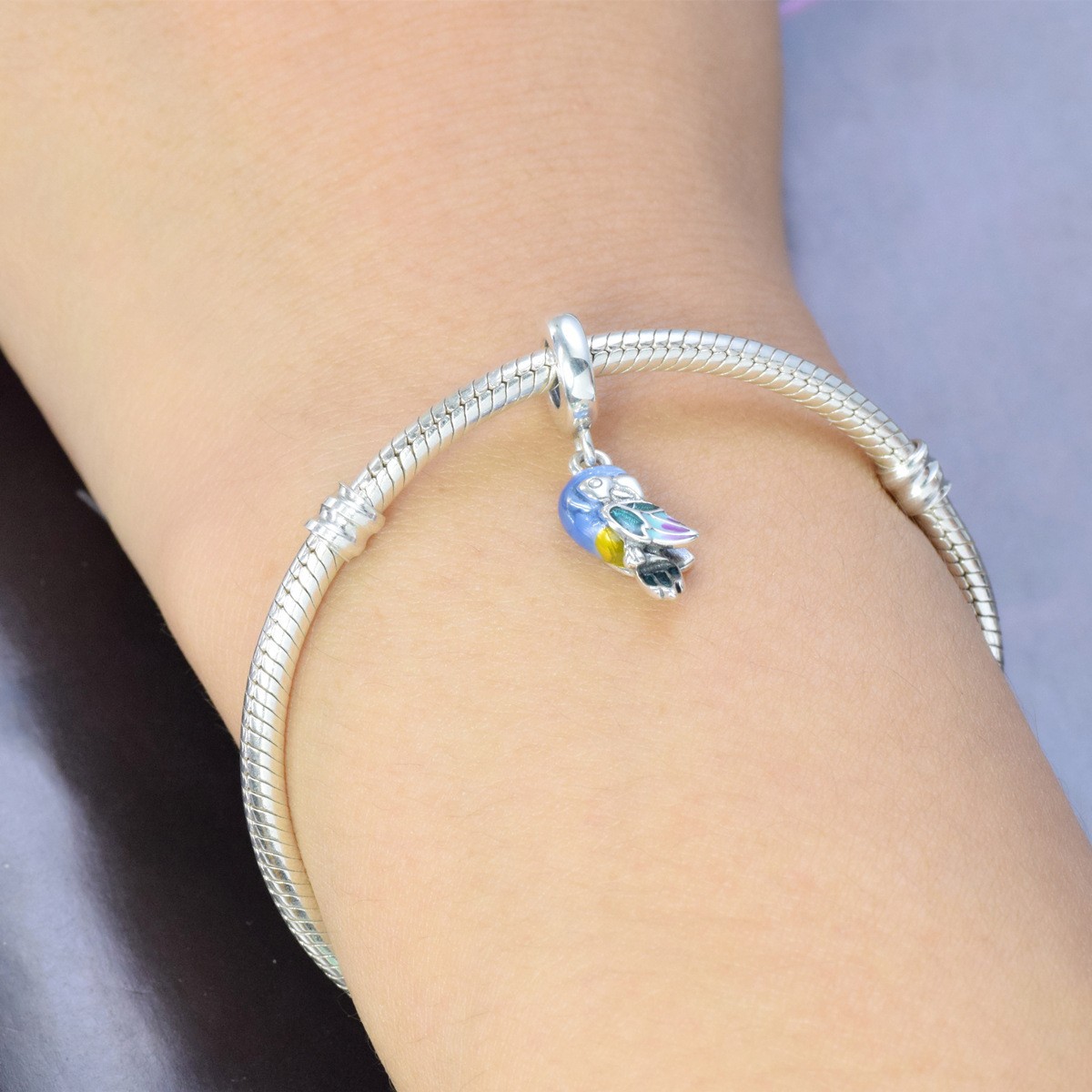 S925 Sterling Silver Beaded DIY Pendant Parrot - Image 2