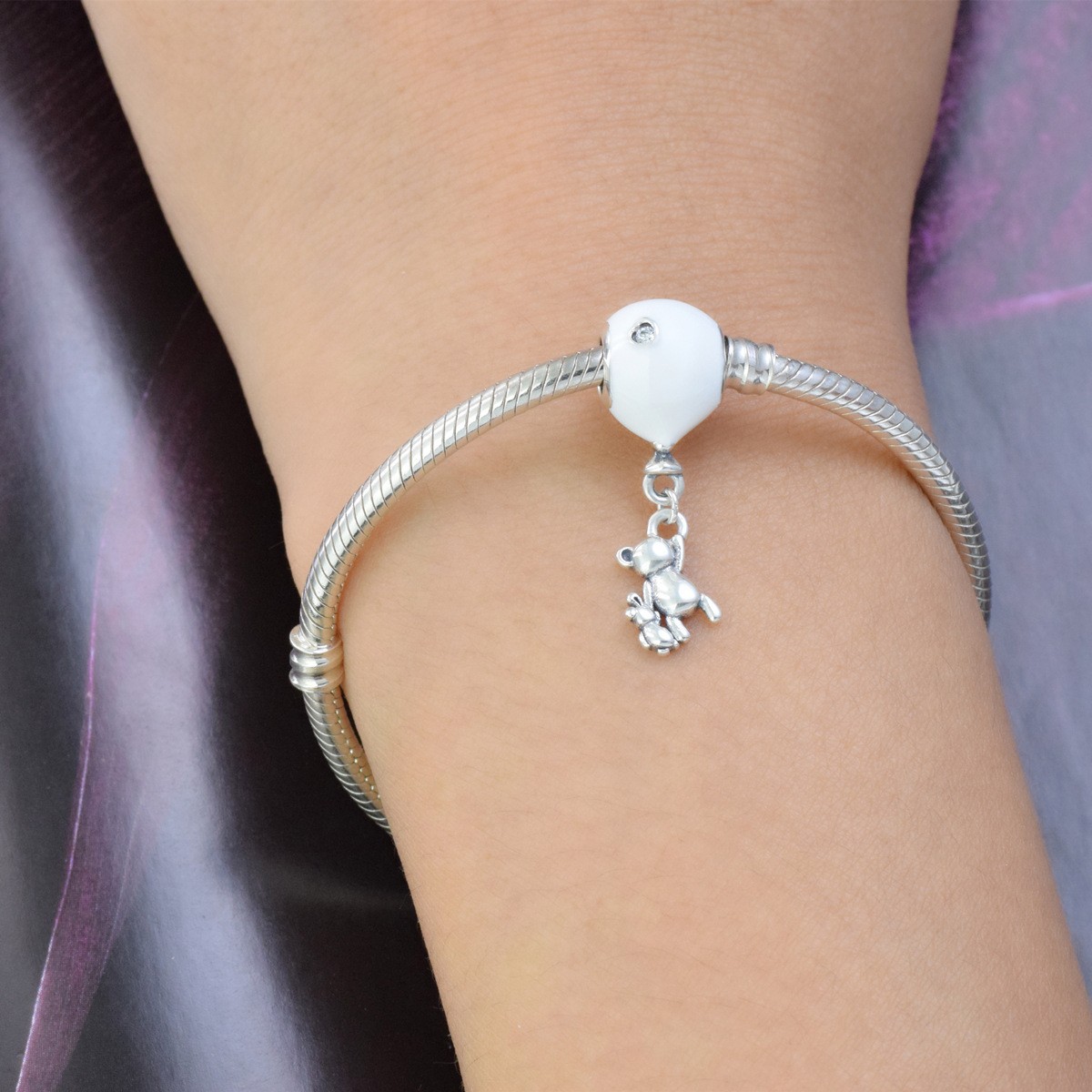 S925 Sterling Silver Beaded DIY Pendant Bear - Image 2