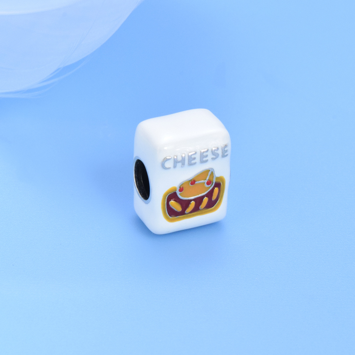 S925 Sterling Silver Beaded DIY Pendant Cheese - Image 2