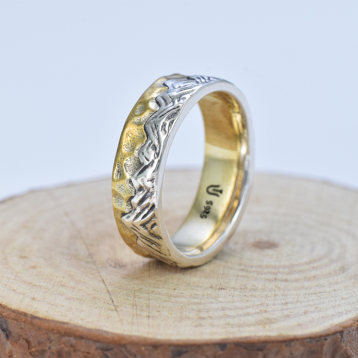 S925 sterling silver couple ring gold craft unisex - Image 4