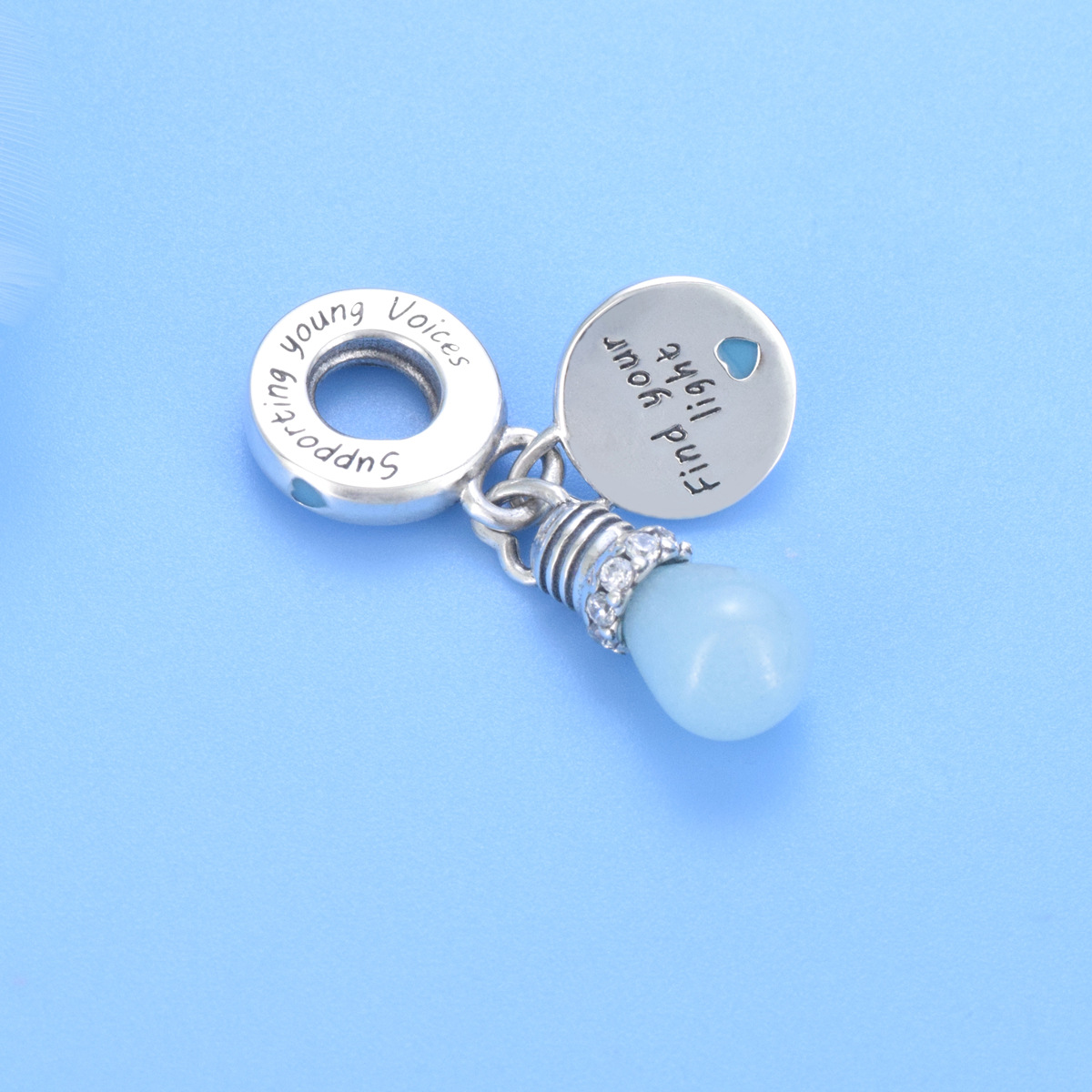 S925 Sterling Silver Beaded DIY Pendant Luminous Bulb - Image 2