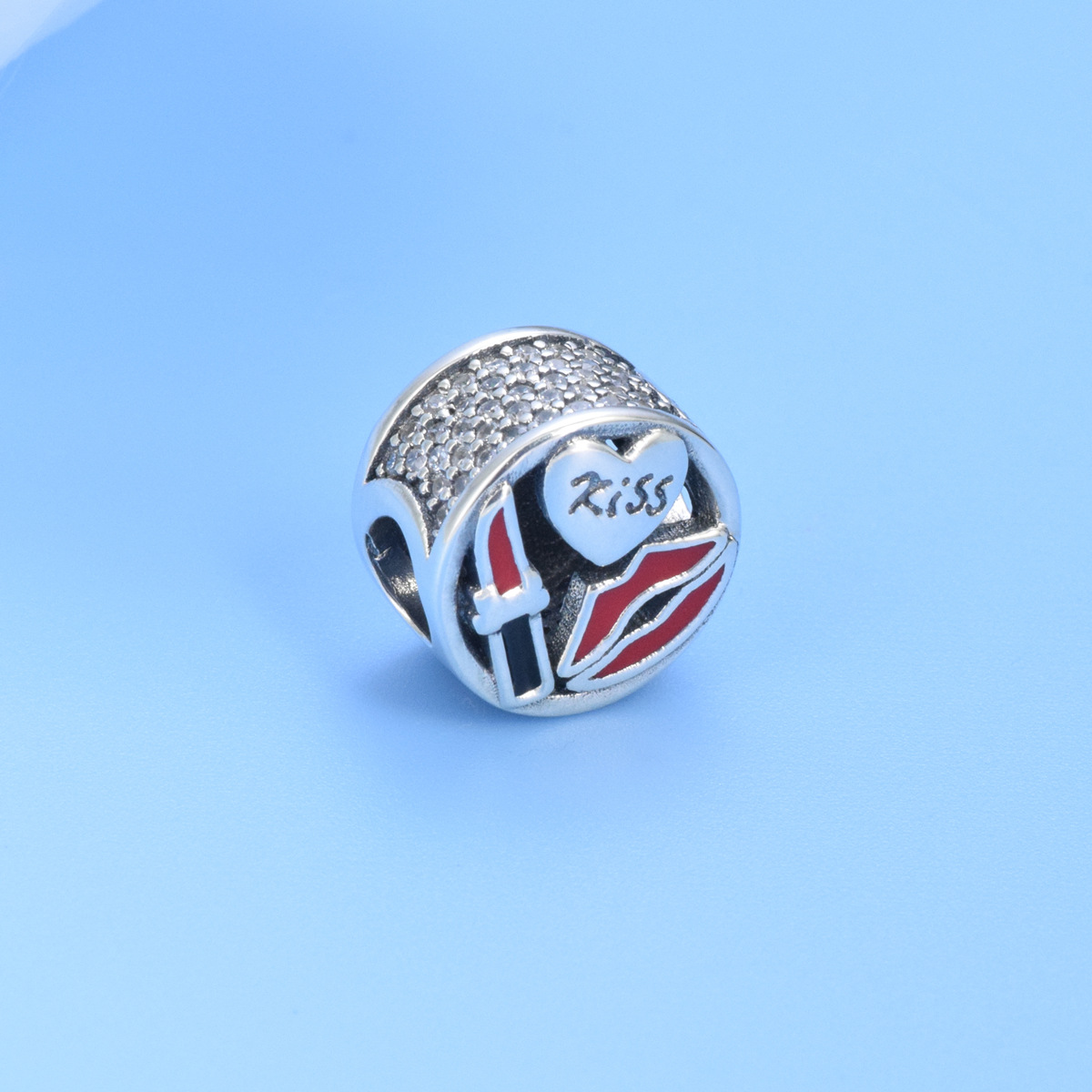 S925 Sterling Silver Beaded DIY Pendant KISS - Image 2