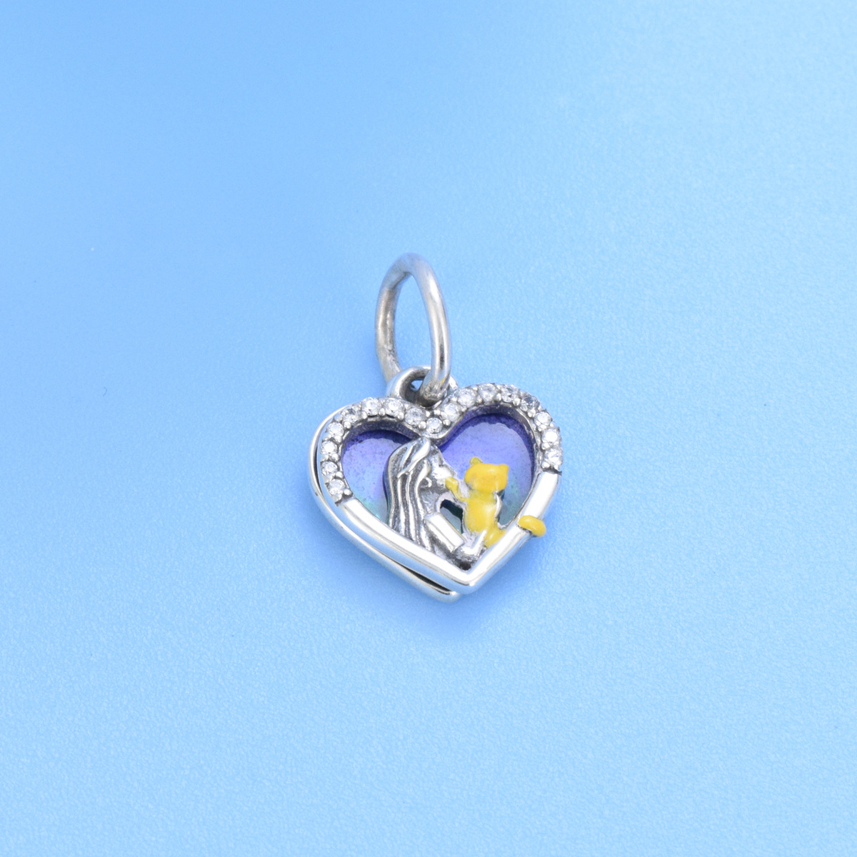 S925 sterling silver beaded DIY pendant heart shaped - Image 2