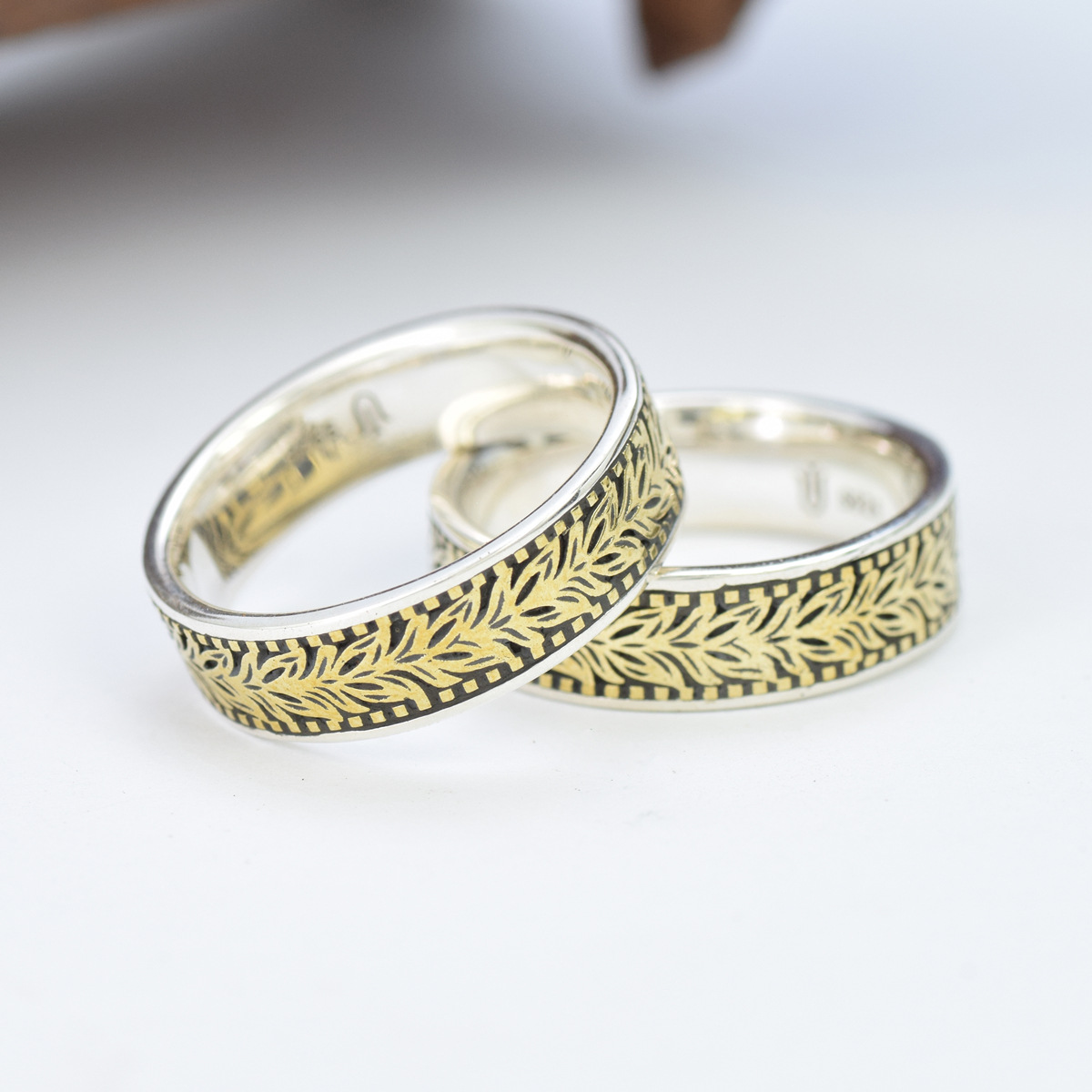 S925 sterling silver couple ring gold craft unisex - Image 4