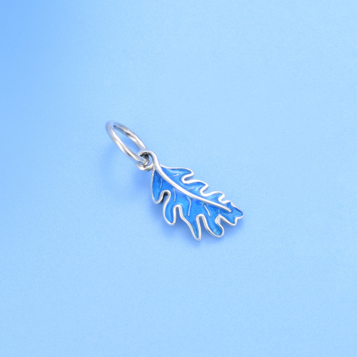 S925 Sterling Silver Beaded DIY Pendant Blue Feathers - Image 2