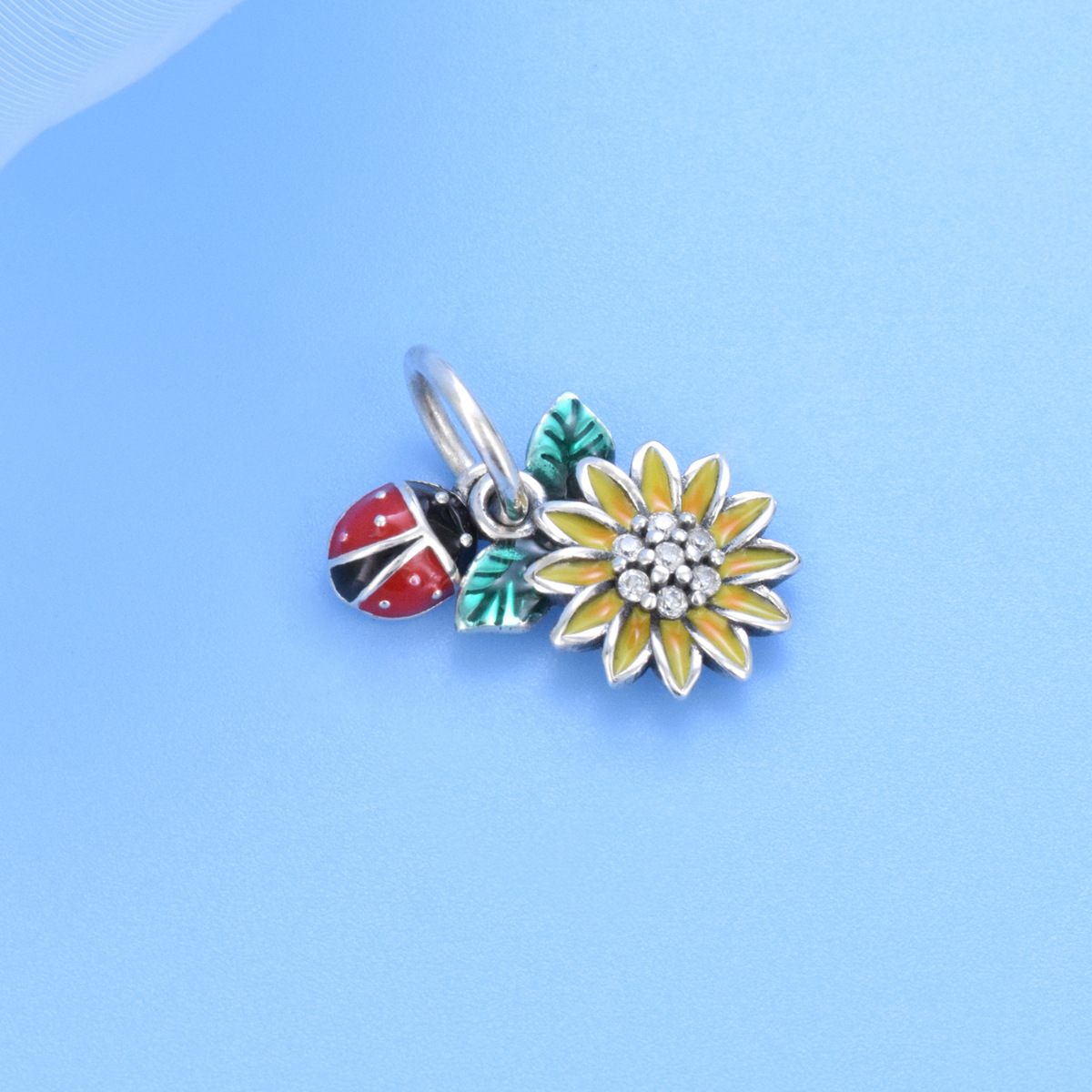 S925 sterling silver beaded DIY pendant seven star ladybug - Image 2