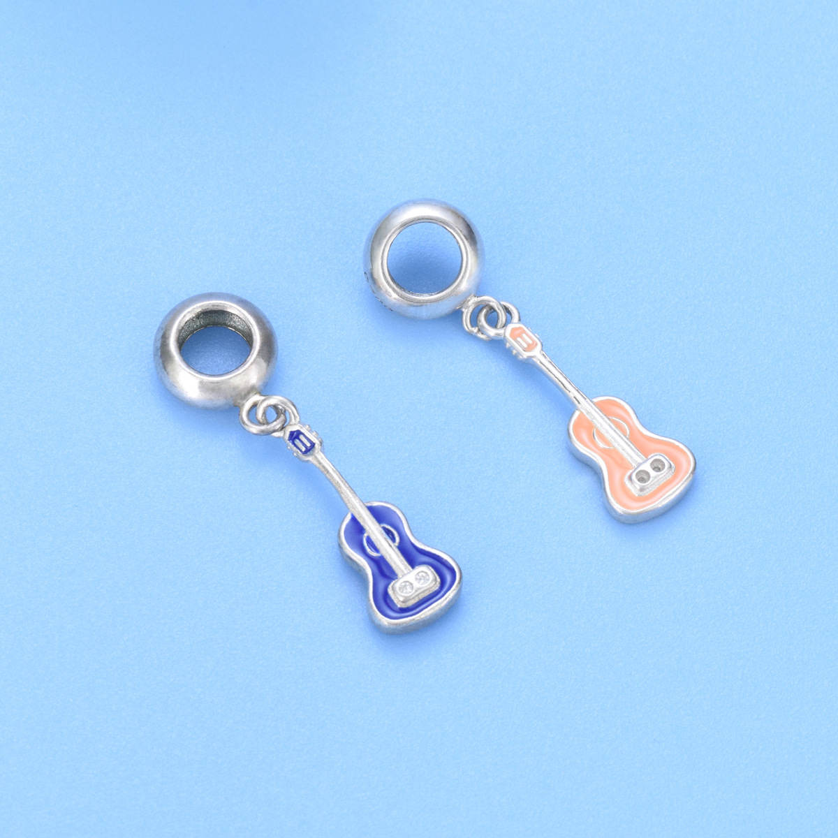 S925 Sterling Silver Beaded DIY Pendant Violin - Image 4