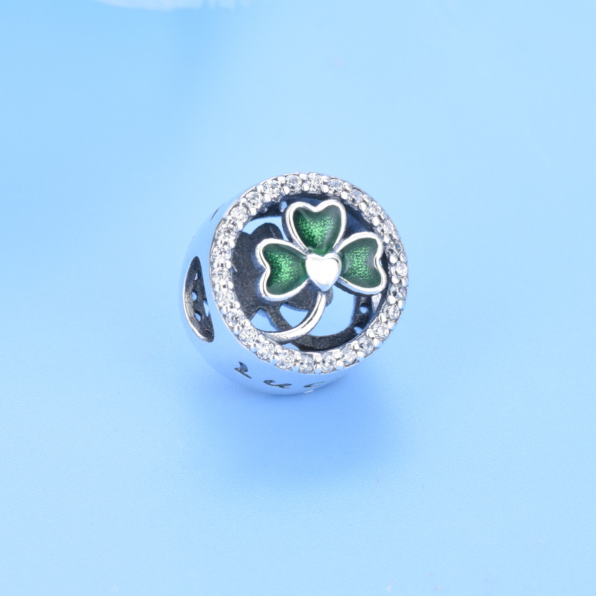 S925 sterling silver beaded DIY pendant clover - Image 2