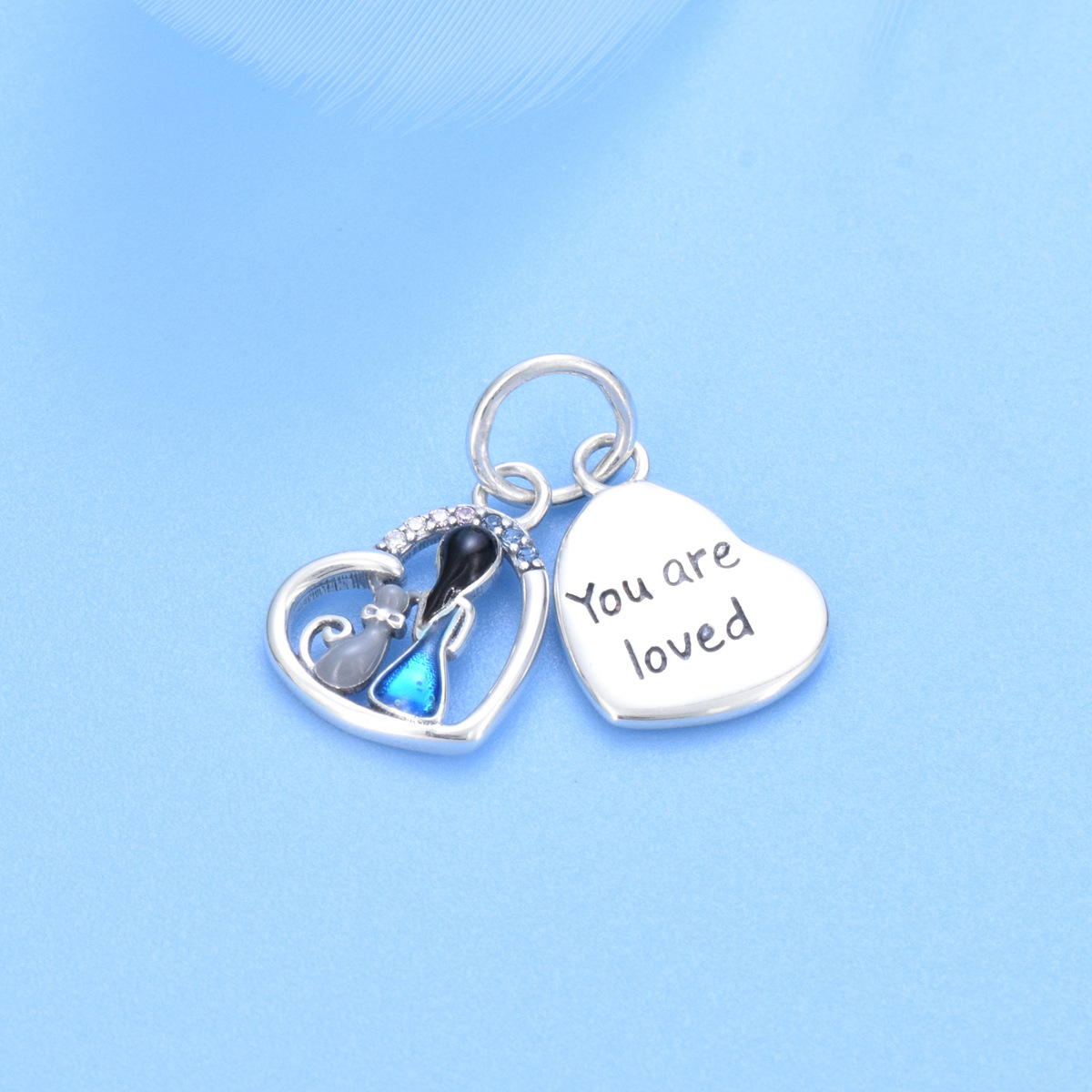 S925 sterling silver beaded DIY pendant love little girl - Image 2