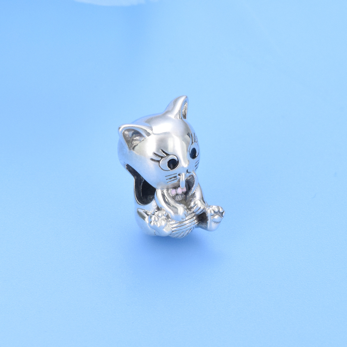 S925 sterling silver beaded DIY pendant cat - Image 2