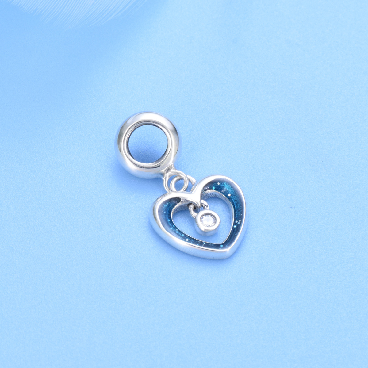 S925 Sterling Silver Beaded DIY Pendant Heart of the Ocean of Love - Image 2