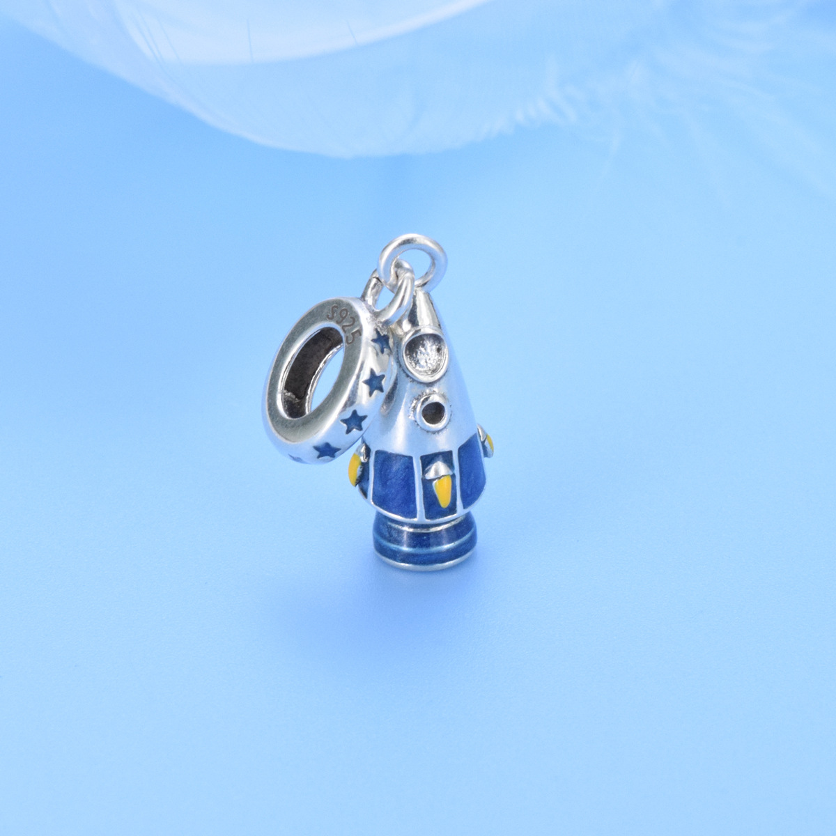 S925 Sterling Silver Beaded DIY Pendant Spaceship - Image 2