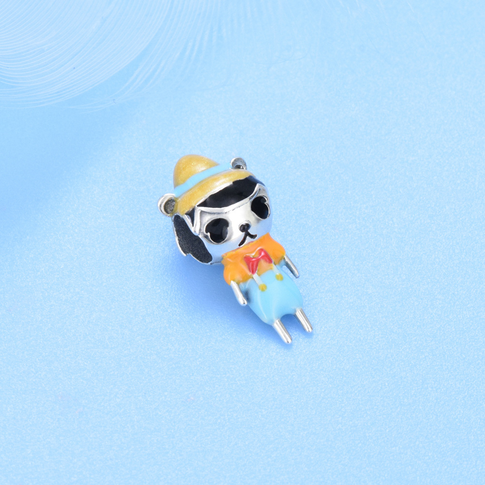 S925 Sterling Silver Beaded DIY Pendant Cartoon Girl - Image 2