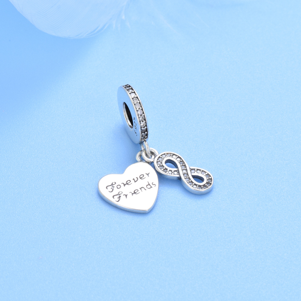 S925 sterling silver beaded DIY pendant love - Image 2