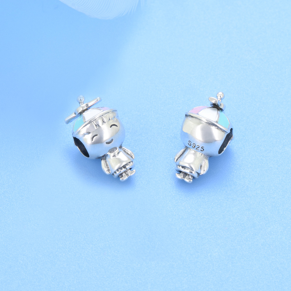 S925 sterling silver bead DIY pendant for little boy