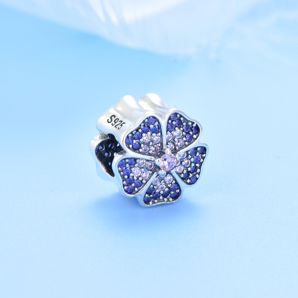 S925 Sterling Silver Beaded DIY Pendant Flowers - Image 2