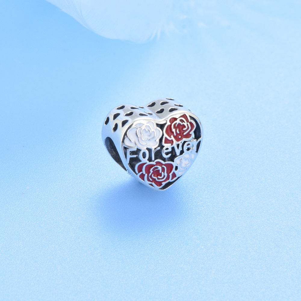 S925 sterling silver beaded DIY pendant rose - Image 2