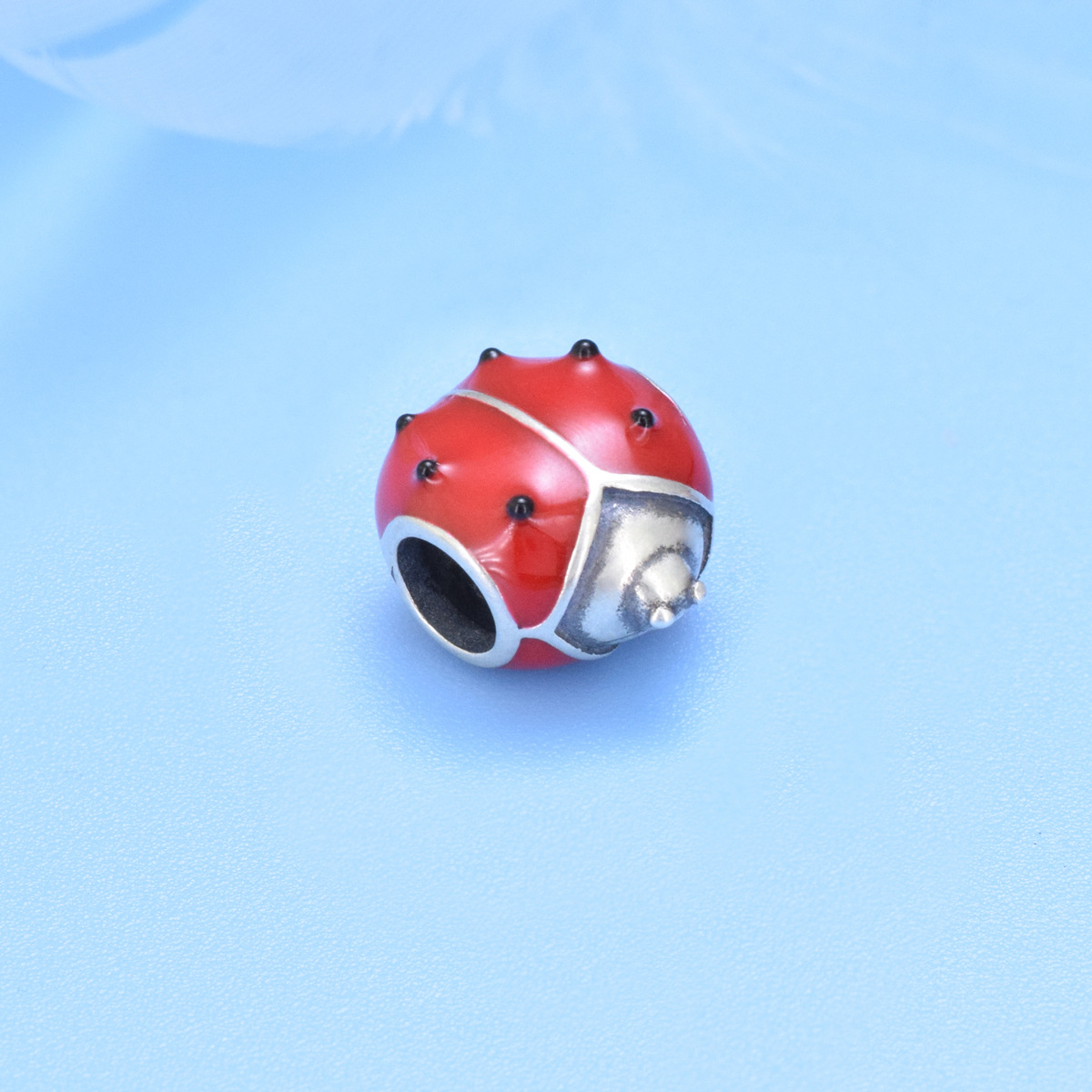 S925 sterling silver bead DIY pendant ladybug - Image 2