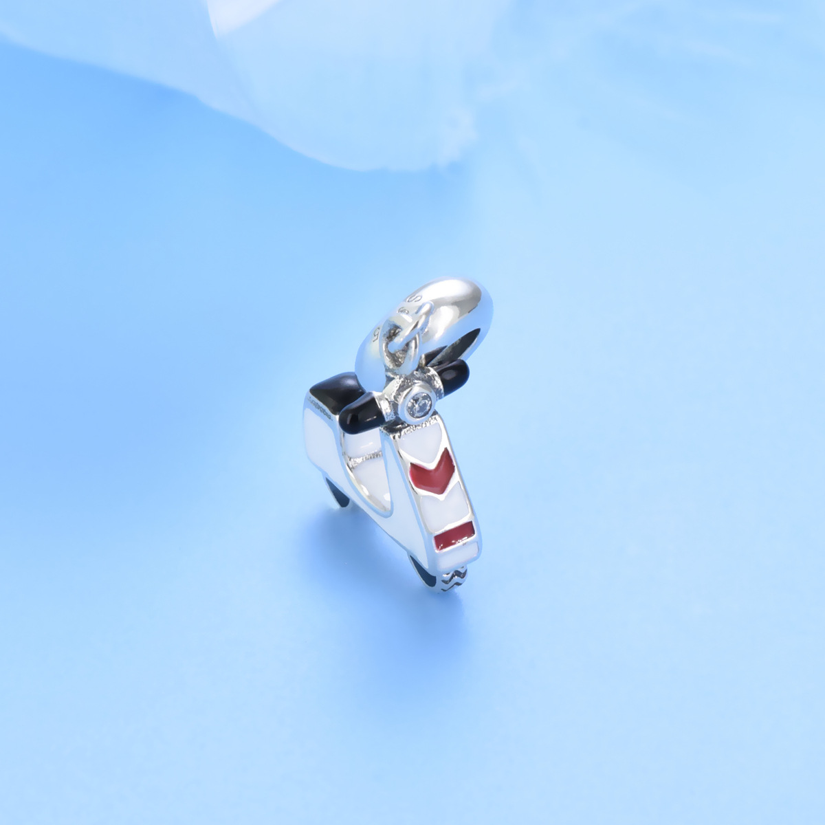 S925 pure silver bead DIY suspended motorcycle - Image 2